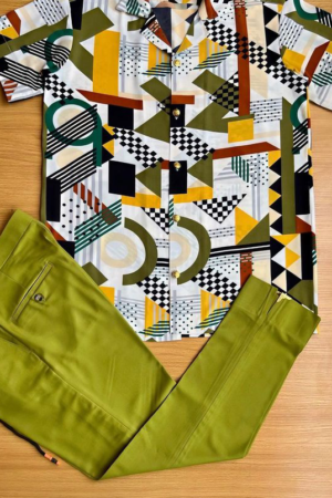 VINTAGE SHIRT AND PLAIN TROUSERS